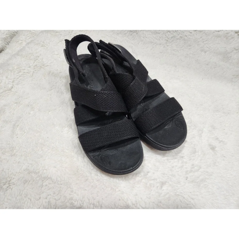 Skechers Pier-Lite Vegan Washable Sling-Back Wedges Night Owl Black